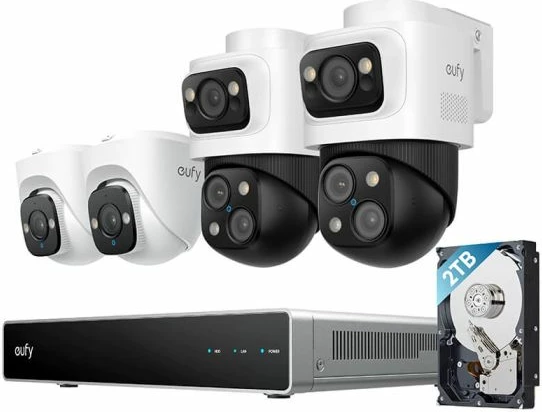 Sistem monitorimi NVR PoE Anker eufy Security S4, HDD 2TB, 4 kamera (2x eufy E41 + 2x eufy S4), bardhë/zi