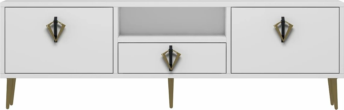 Komodë për TV Skye Decor, 1311-DROP-32, e bardhë, e zezë, e artë