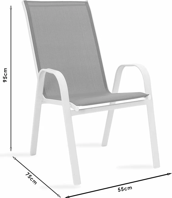 Tavolinë me karrige për terasë 3 copë Calan-Watson metalike e bardhë-tekstilen kafe
