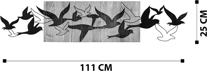 Dekor muri Excore, dru pishe natyrale, metal i zi, 111x3x25cm