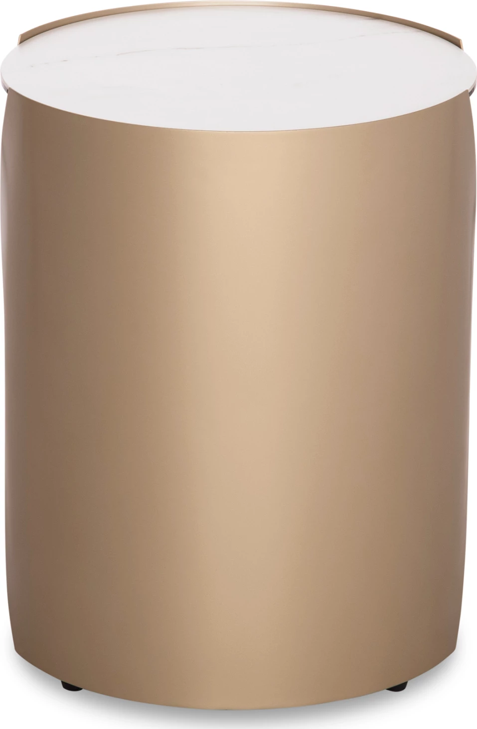 Tavolinë anësore rrethore Obsession, ngjyrë shampanjë, mermer i bardhë