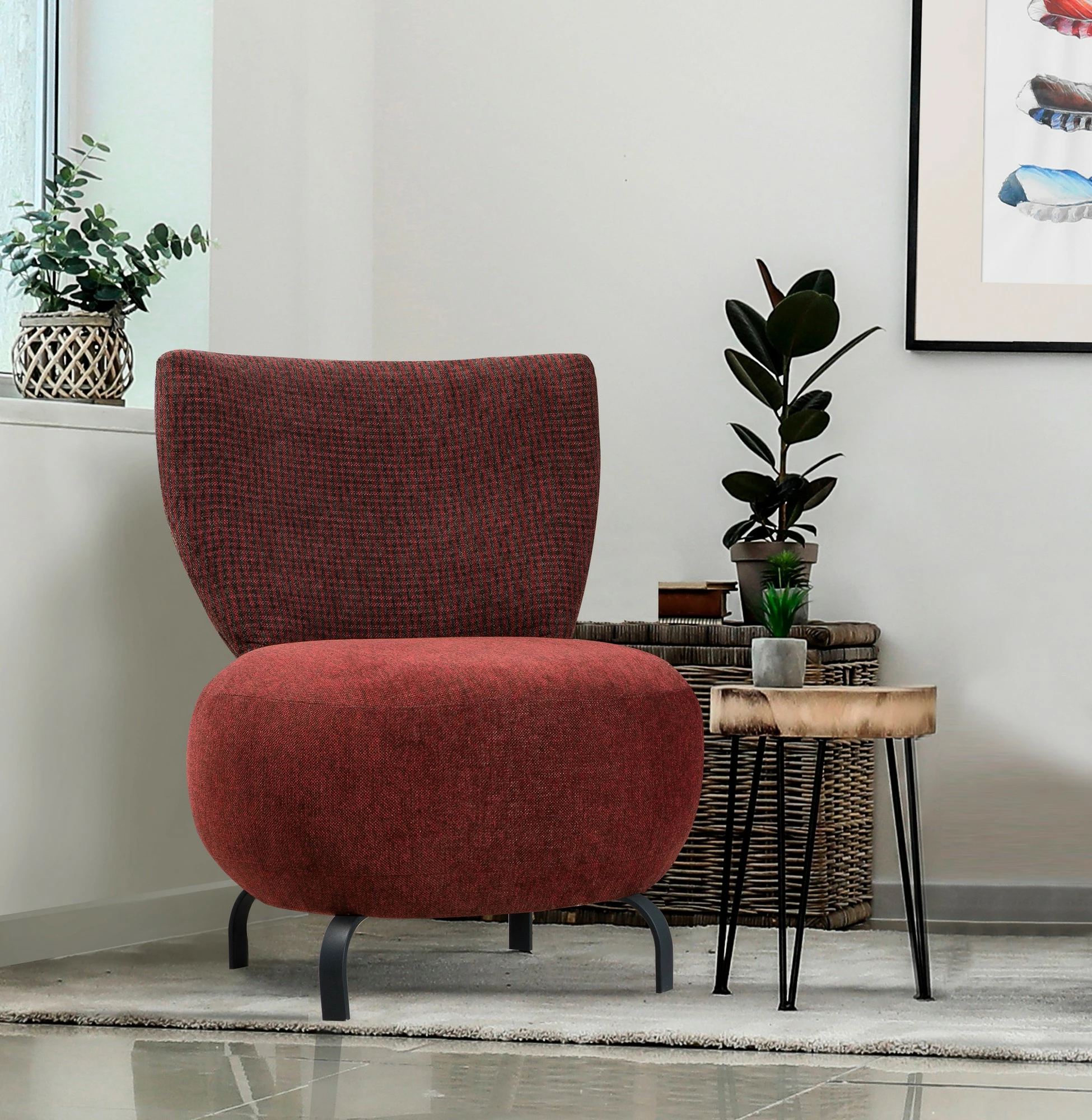 Karrige Wing Atelier del Sofa, ngjyrë e kuqe Claret