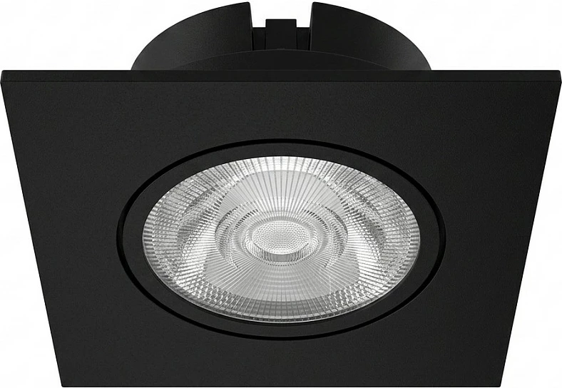 Spot LED tavanor i integrum Synergy21 Helios, katror, i rrotullueshëm, dritë e bardhë neutrale, i zi