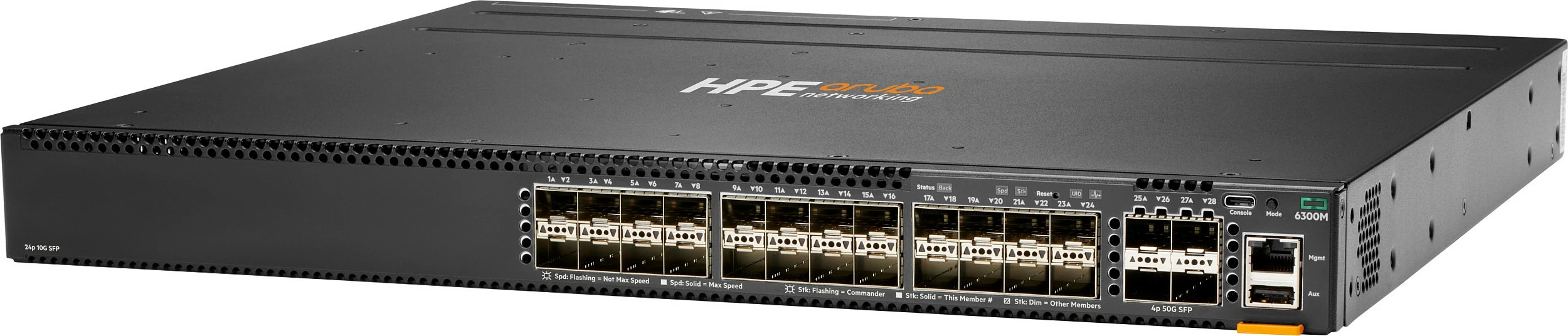 Switch HPE Aruba Networking CX 6300M, 24x SFP+ 10G + 4x SFP56 50G, 8GB RAM, 32GB Flash, i zi