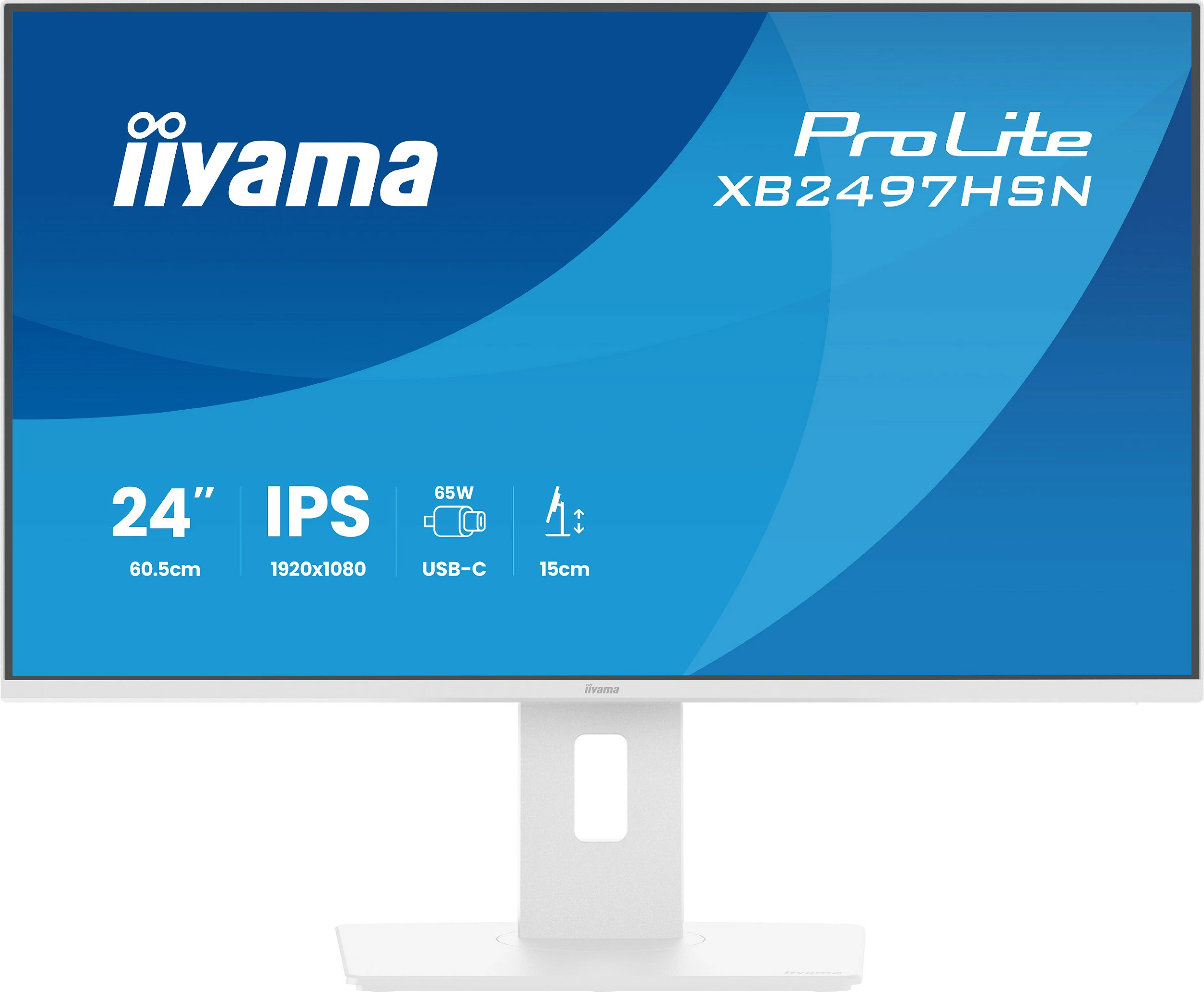 Monitor iiyama ProLite XB2497HSN-W1, 23.8", IPS, FHD 100Hz, USB-C 65W, i bardhë