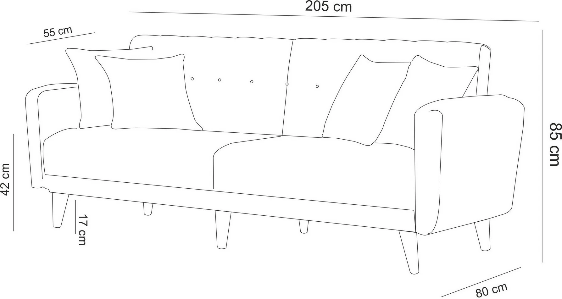 Divan-krevat treshe, Atelier del Sofa, Aria, ngjyrë gri