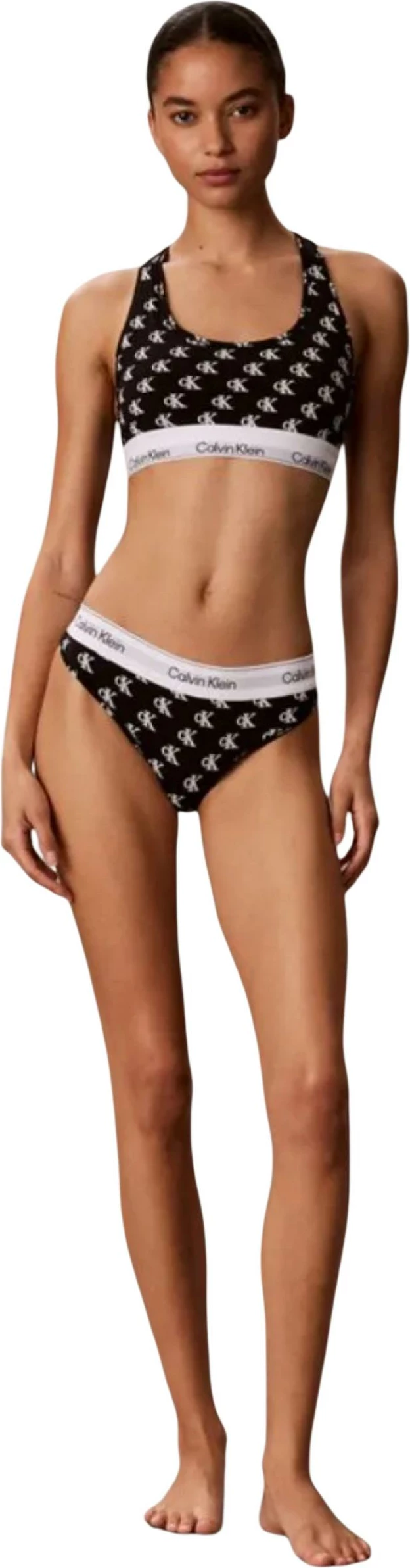Të brendshme thong për femra Calvin Klein Underwear THONG LV00QF8518, zi-bardhë [Madhësia: XS]