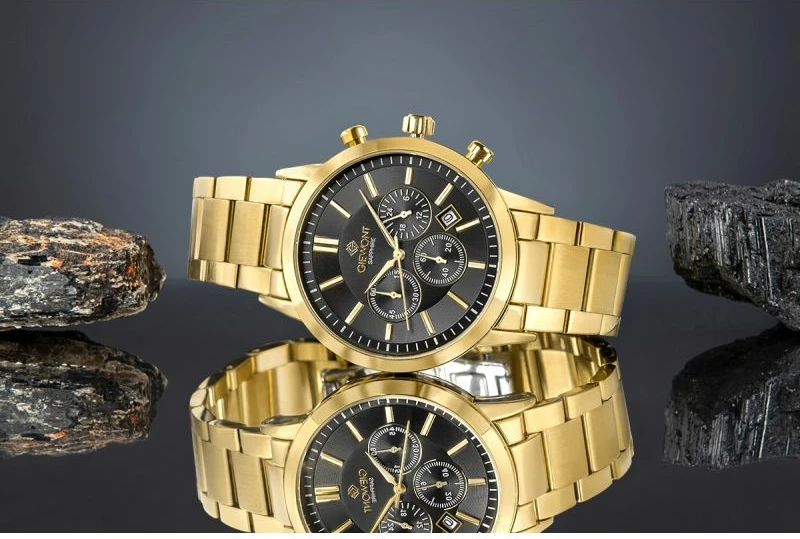 Orë dore meshkuj Giewont GW8510-B5, gold black, set