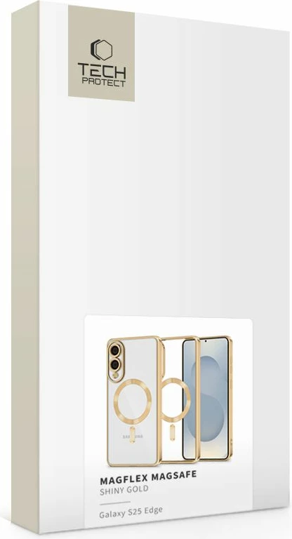 Mbështjellës Tech-Protect MagFlex për Samsung Galaxy S25 Edge, MagSafe, Transparent Gold