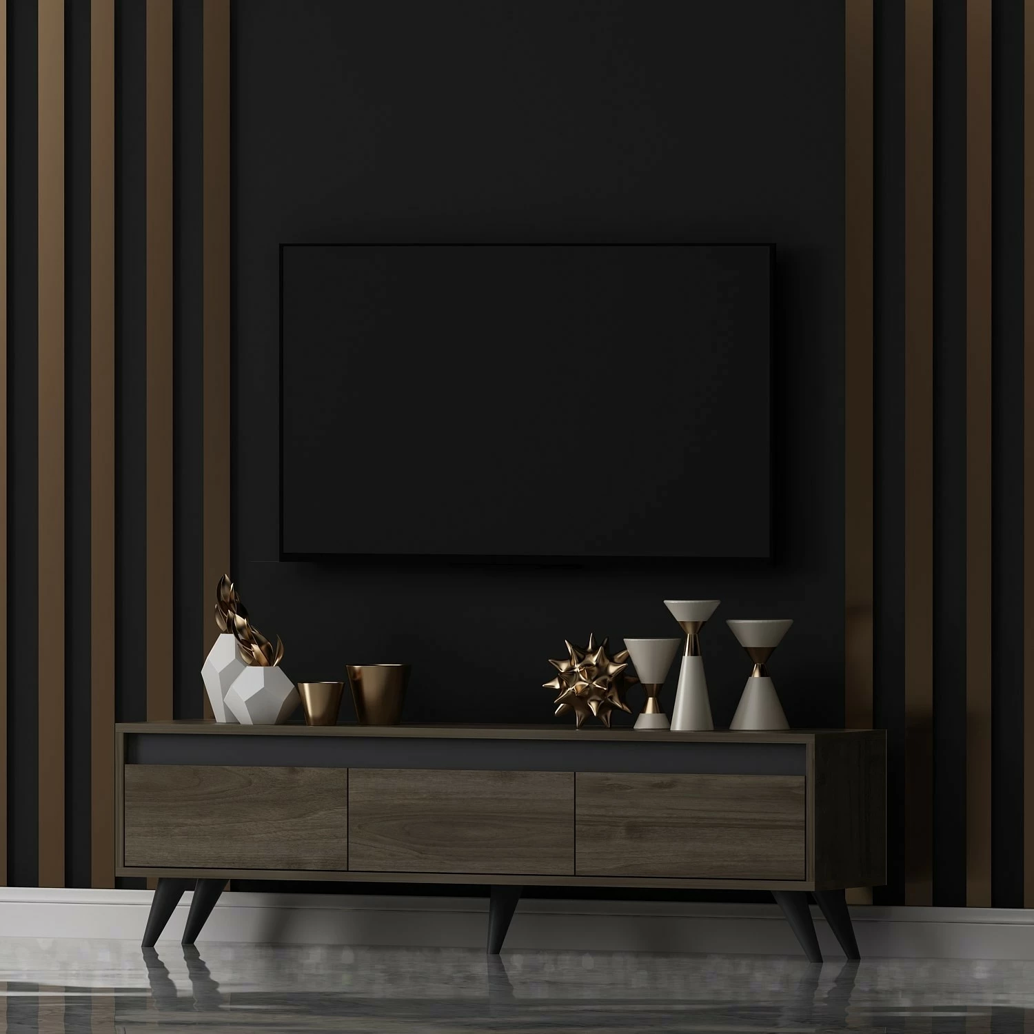 Komodë TV, ngjyrë arre, Skye Decor, Century