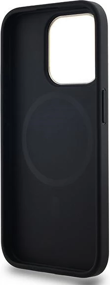 Mbështjellës DKNY Leather Checkered Mono Pattern MagSafe për iPhone 15 Pro, i zi