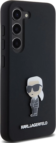 Mbështjellës Karl Lagerfeld Silicone Ikonik Metal Pin për Samsung Galaxy S23, i zi