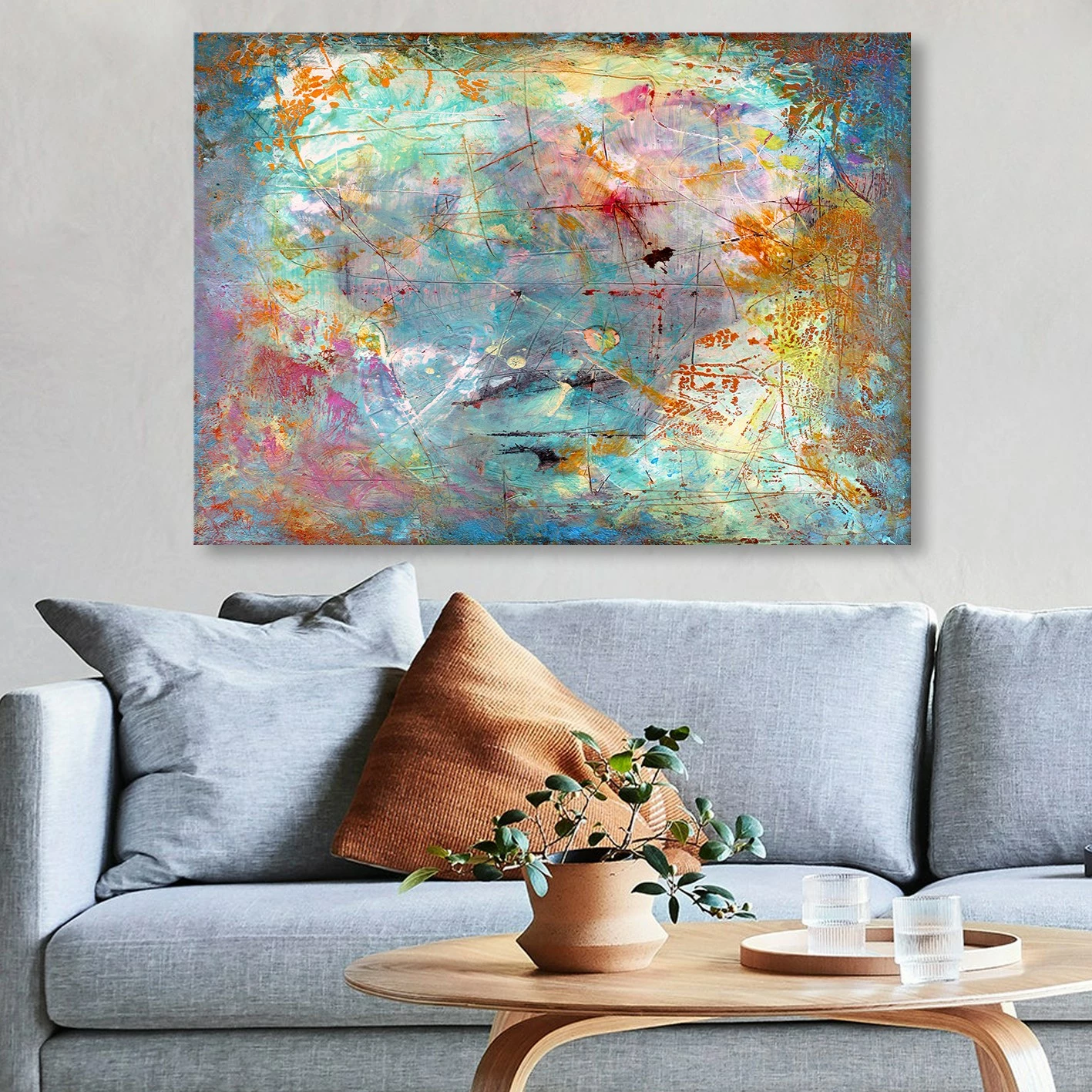 Pikturë dekorative në kanavacë, shumëngjyrëshe, 70x100cm, kornizë druri 3cm