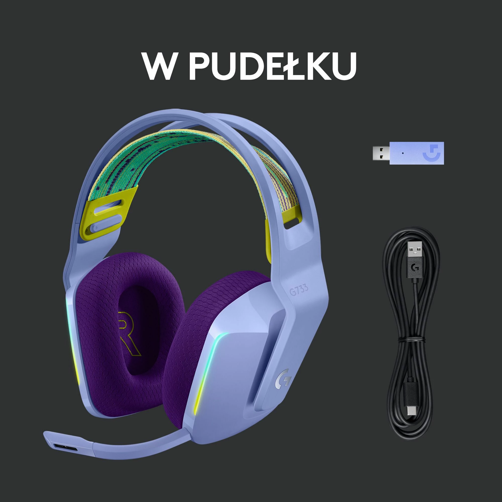 Kufje gaming Logitech G733 LIGHTSPEED (981-000890), wireless, 7.1 surround, USB, vjollcë 6