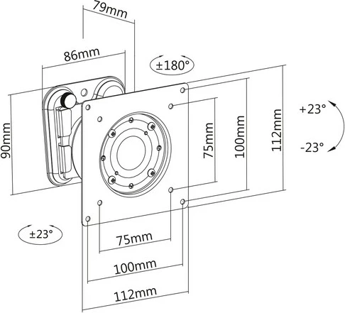 Mbajtëse muri për monitor Digitus DA-90307, 1xLCD, deri 27", 15kg, rrotullim 360°, e zezë