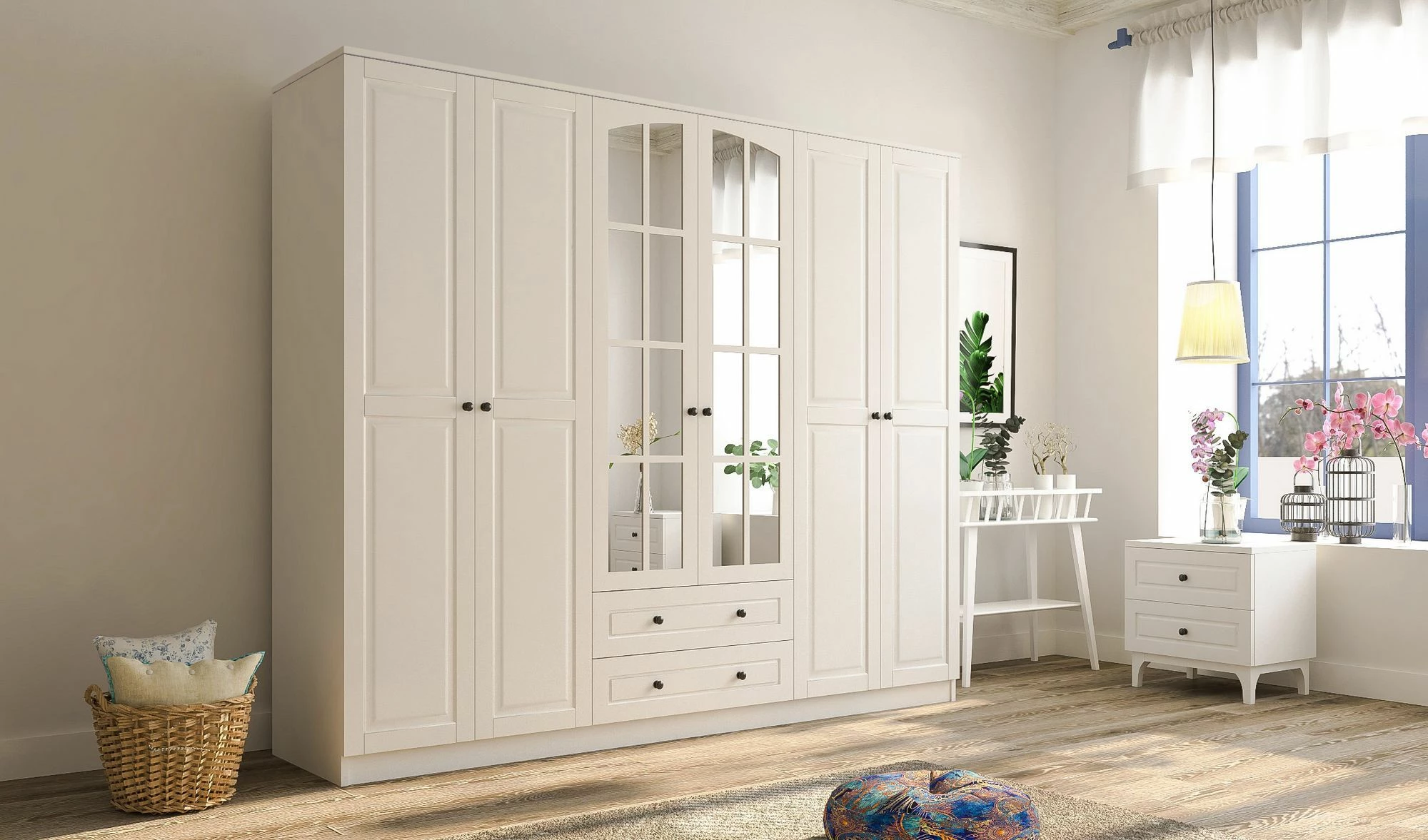 Dollap Skye Decor, ngjyrë e bardhë mat, RB-019, 210x210x52cm