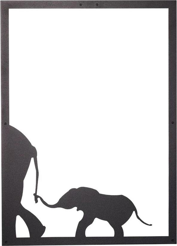 Aksesor dekorativ metalik për mur, familje elefantësh, Wallity