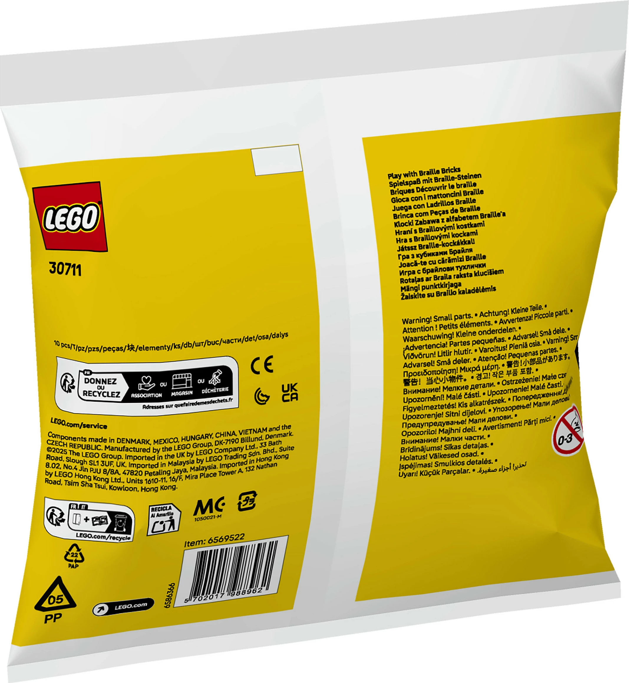 Set ndërtimi LEGO Braille Bricks 30711, 10 copë, për fëmijë 6+, shumëngjyrësh