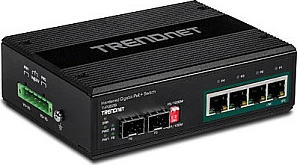 Switch TRENDnet TI-PG62B, 4x Gigabit PoE+, 2x SFP, DIN-rail, IP30, i zi
