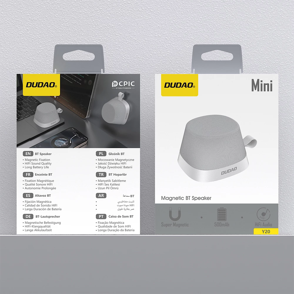 Altoparlant wireless Dudao Y20, Bluetooth 5.3, montim magnetik, bateri 500 mAh, USB-C, argjendtë