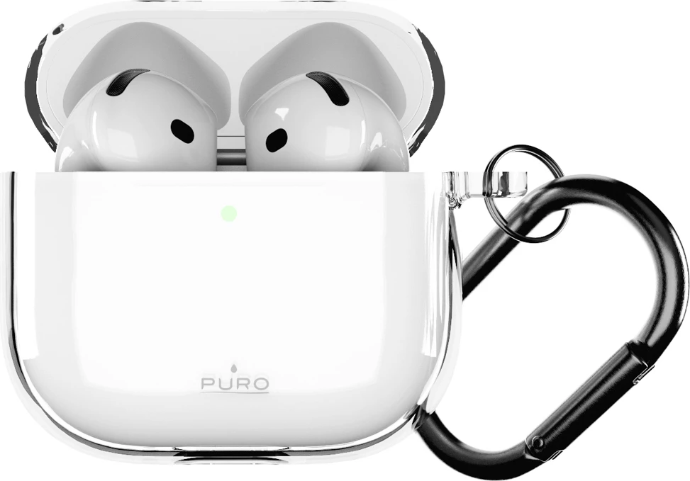 Mbështjellës TPU për AirPods 4 Puro 0.3 Nude, ultra i hollë, me karabinë, transparent