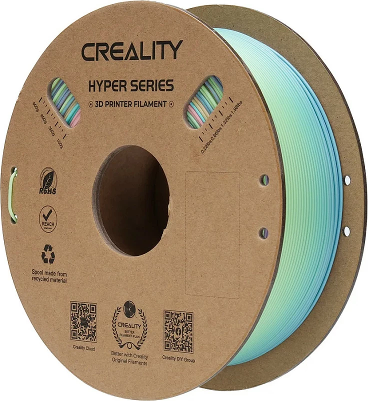 Filament PLA Creality Hyper Series 3301010424, 1.75mm, 1kg, gradient (blu/gjelbër/rozë)