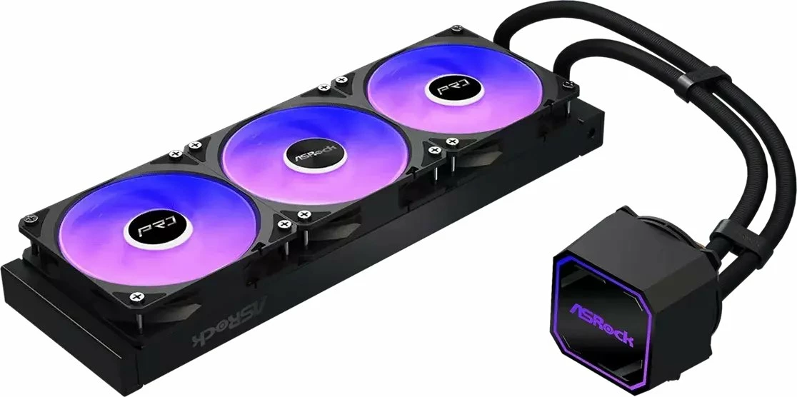 Ftohje e lëngshme CPU ASRock Pro 360 ARGB (90-APRA36-BAAGA6), radiator 360mm, 3x120mm PWM, AM4/AM5 & LGA1700/1851, e zezë, me pastë termike