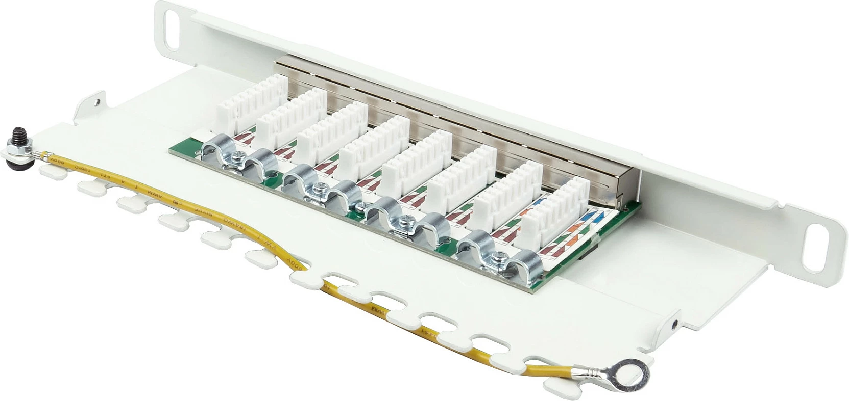 Patch panel GoodConnections GC-N0125, Cat6, 8 porta RJ-45, 0.5U, e bardhë
