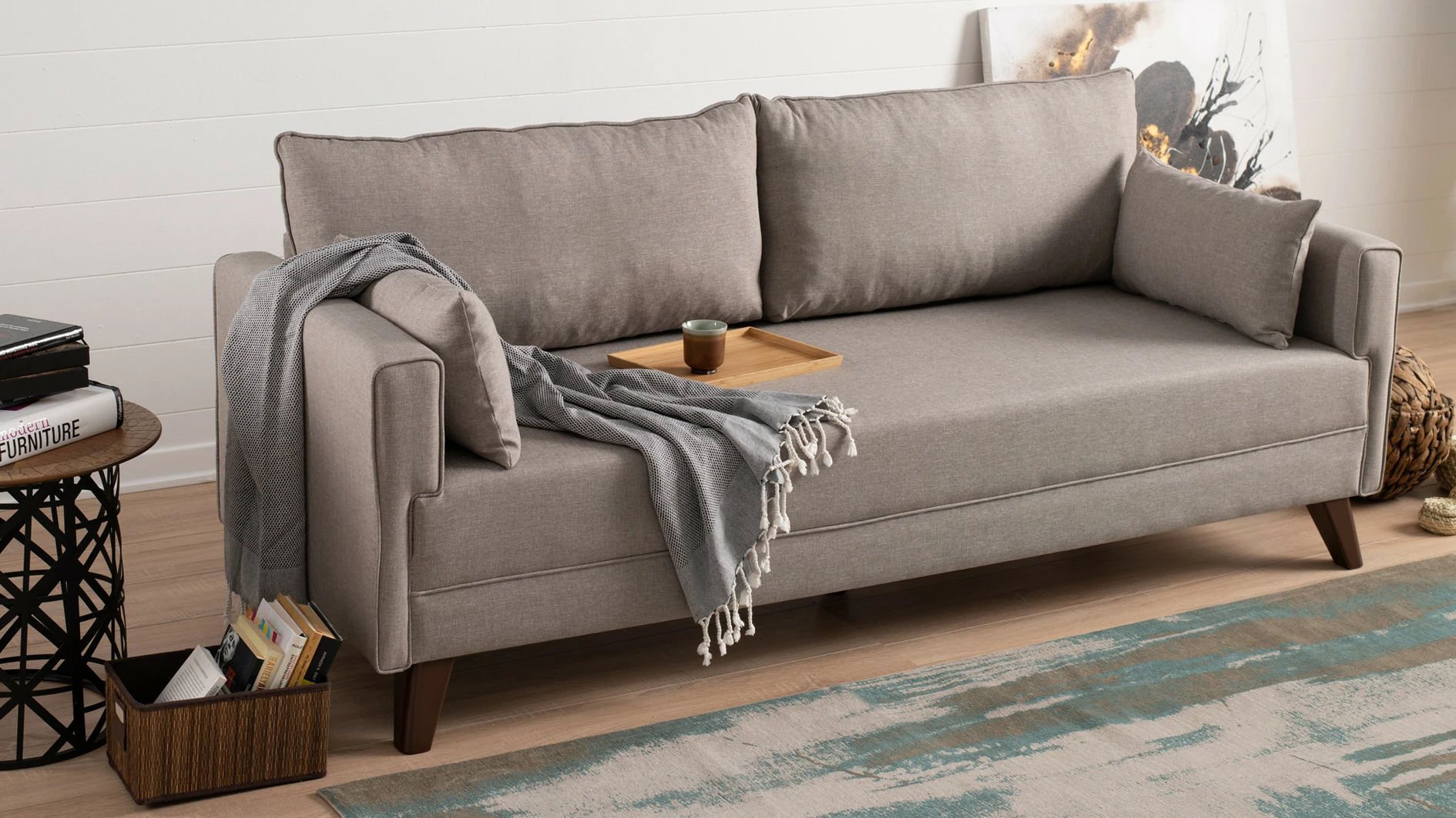 Divan treshe Atelier del Sofa, Bella Sofa për 3 persona, krem
