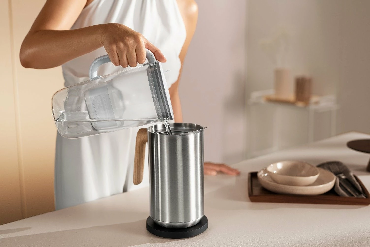 Kanicë filtruese uji Brita Glass 2.5L, me 1 fishek Maxtra Pro Pure Performance, gri