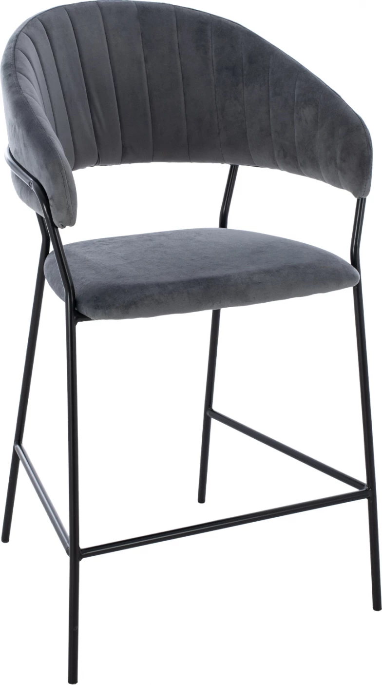 Karrige për bar, lartësi mesatare, ΗΜ8734.01, kadife gri me kornizë të zezë, 60x55x100 cm, set prej 2 copë