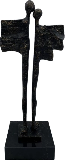 Figurë dekorative Eros, polirezine, e zezë, 15x12x37 cm