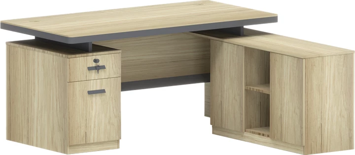 Tavolinë profesionale Lotus me kënd të djathtë, ngjyrë natyrale-antracit, 200x160x76cm