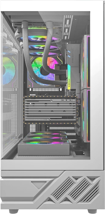 Kasë DarkFlash DS950 ATX/M-ATX/ITX midi tower, tempered glass 270°, pa ventilatorë, e bardhë