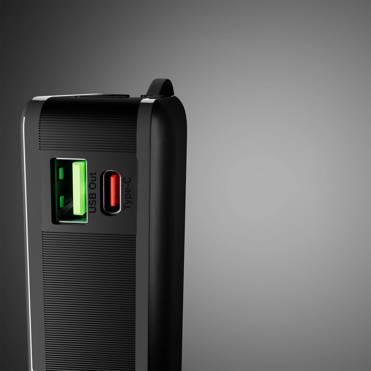 Powerbank SBS 20000 mAh 20W me kabllo USB-C të integruar dhe ekran digjital, e zezë