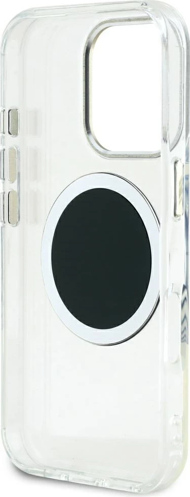 Mbështjellës Guess IML Metal Colored Circle Classic Logo MagSafe për iPhone 16 Pro Max, Zi