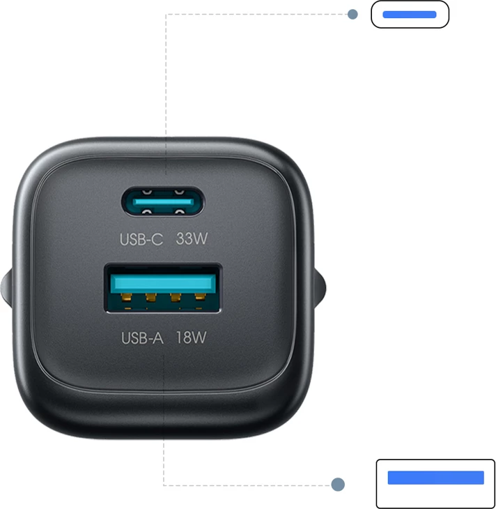 Karikues muri Joyroom JR-TG7 33W USB-A + USB-C me kabllo USB-C në USB-C 1m 60W, i zi