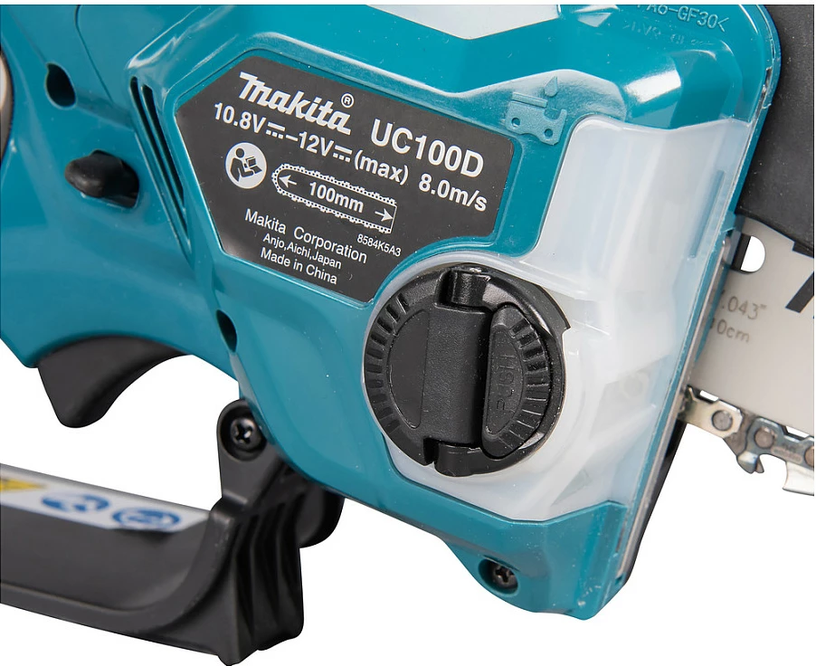 Mini sharrë zinxhir me bateri Makita UC100DZ, 12V, shinë 10 cm, pa bateri/karikues, blu/zezë
