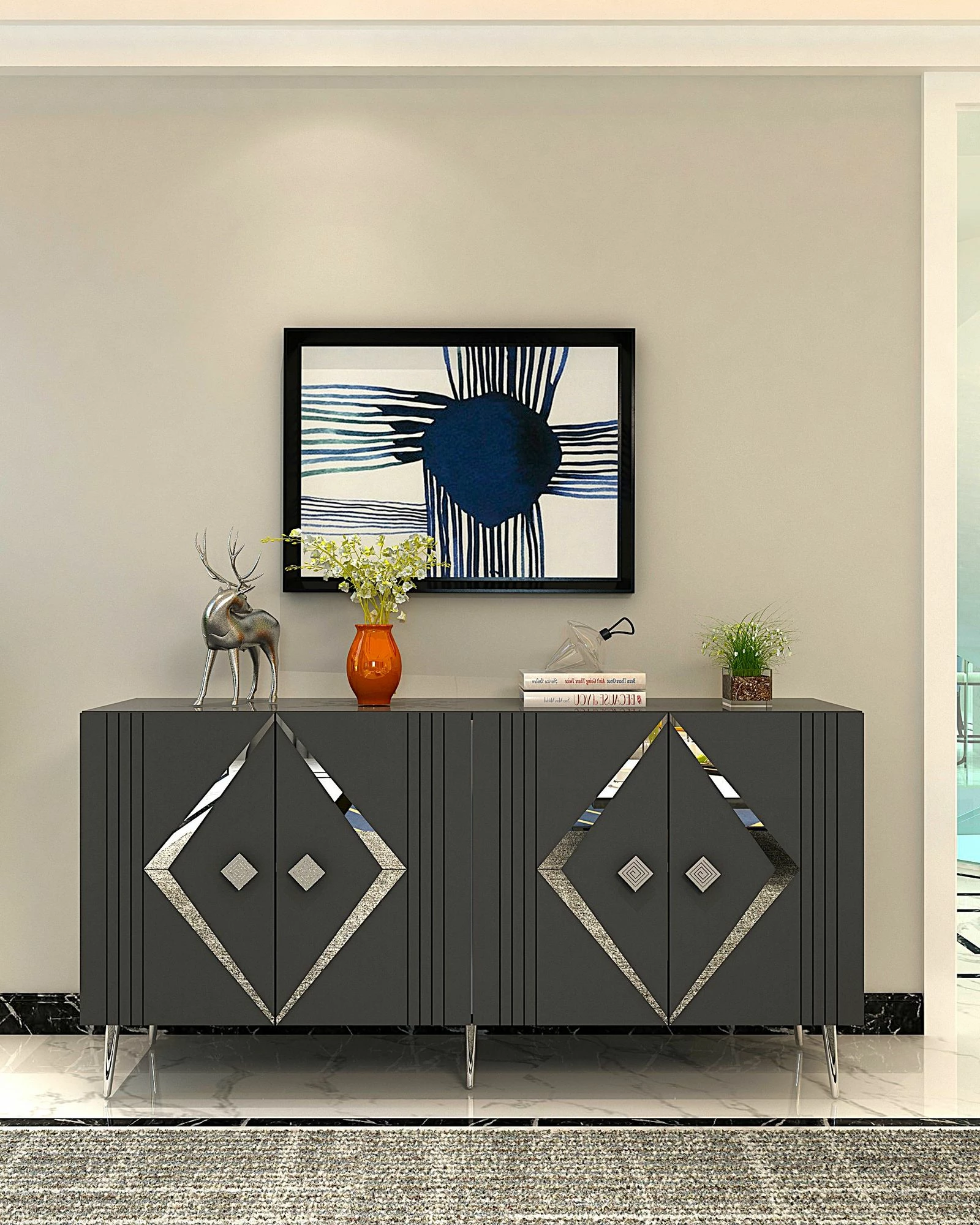 Konsol Skye Decor, Domino KB150, antracit, argjend