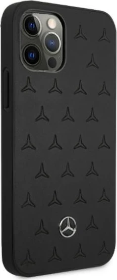 Mbështjellës Mercedes MEHCP12LPSQBK për iPhone 12 Pro Max 6.7", lëkurë, i zi