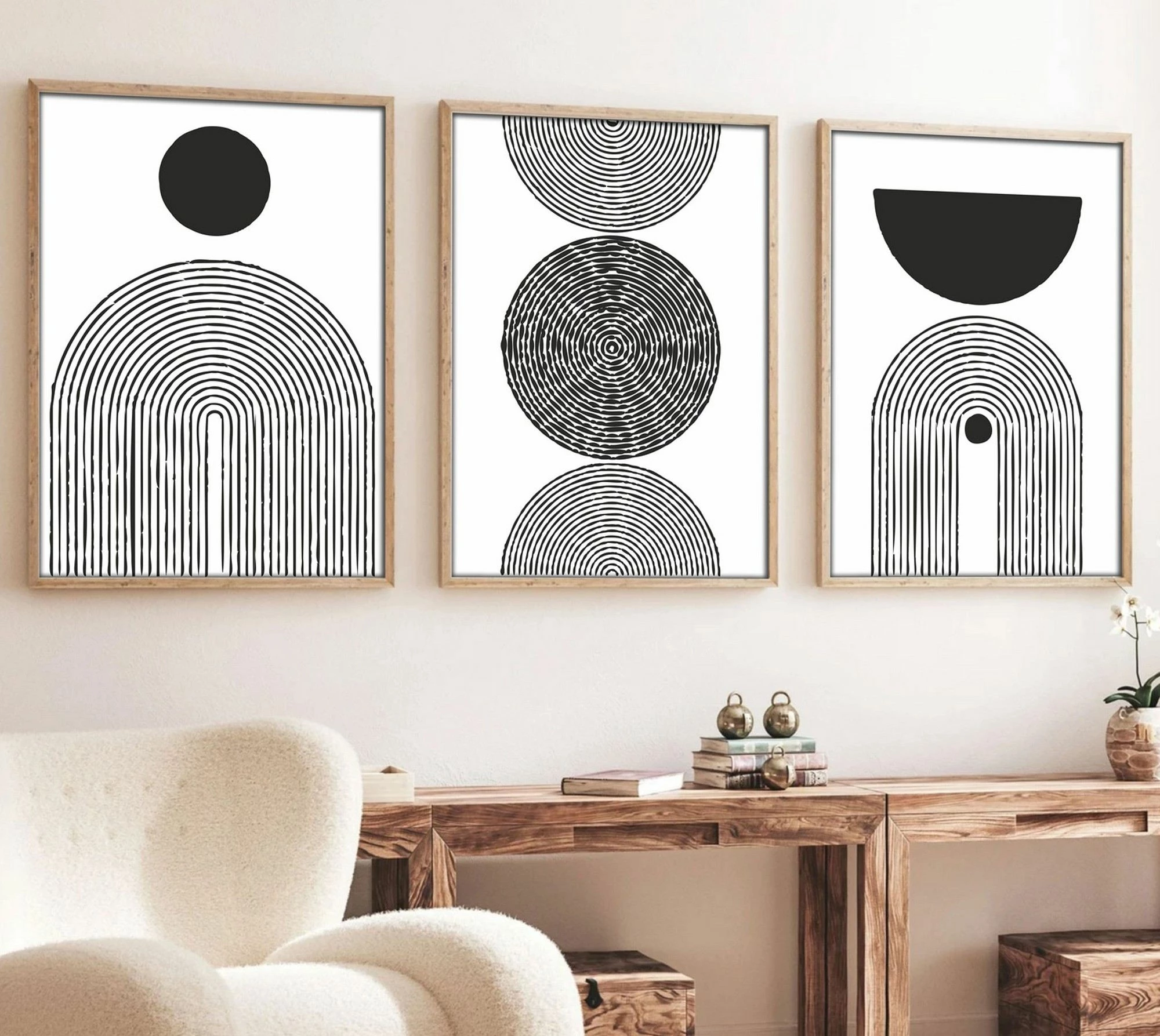 Pikturë dekorative me kornizë, 3 pjesë, MDF, Wallity, Huhu163, 50x70 cm
