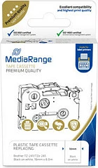 Kasetë shirit etiketa MediaRange TZe-241, 18mm x 8m, bardhë me tekst të zi