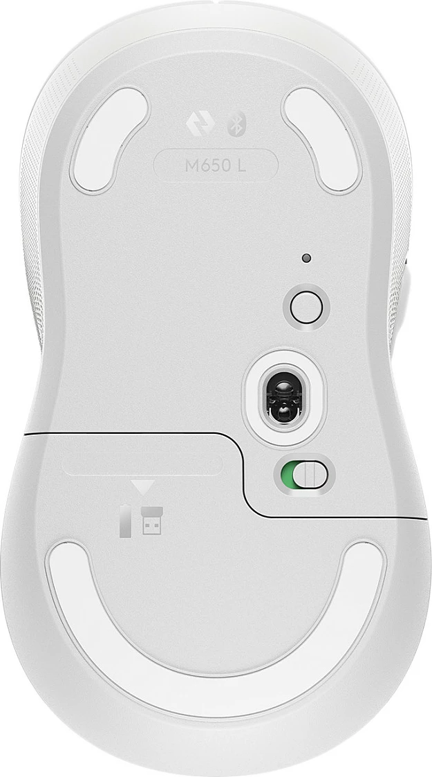Maus Logitech Signature M650 L Wireless, Djathtas, Optik, RF Wireless + Bluetooth, 4000 DPI, Bardhë