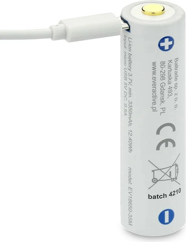 Bateri rikarikueshme everActive FWEV1865035MBOX 18650 Li-ion 3500 mAh 3.7V me micro USB 1 copë