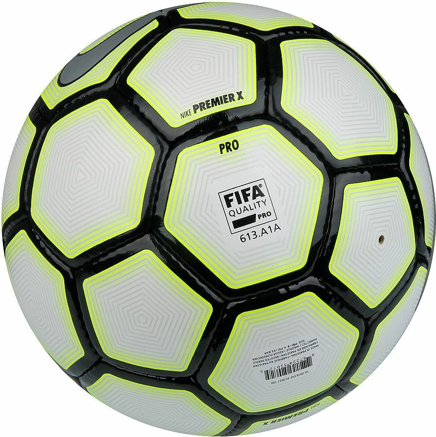 Top futbolli Nike FootballX Premier SC3037-100, madhësia 4, fshikëz lateksi, i qepur me makinë, i bardhë/zi me neon