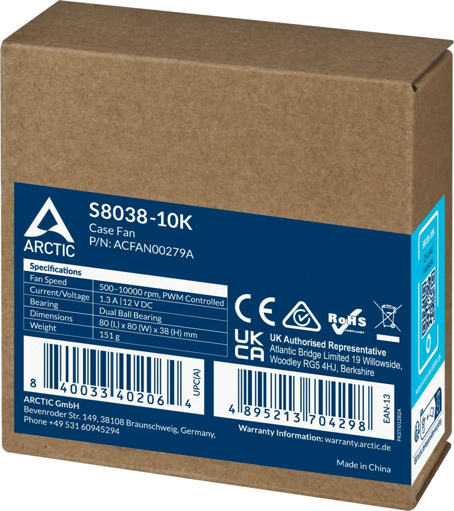 Ventilator serveri ARCTIC S8038-10K, 80mm, PWM, i zi