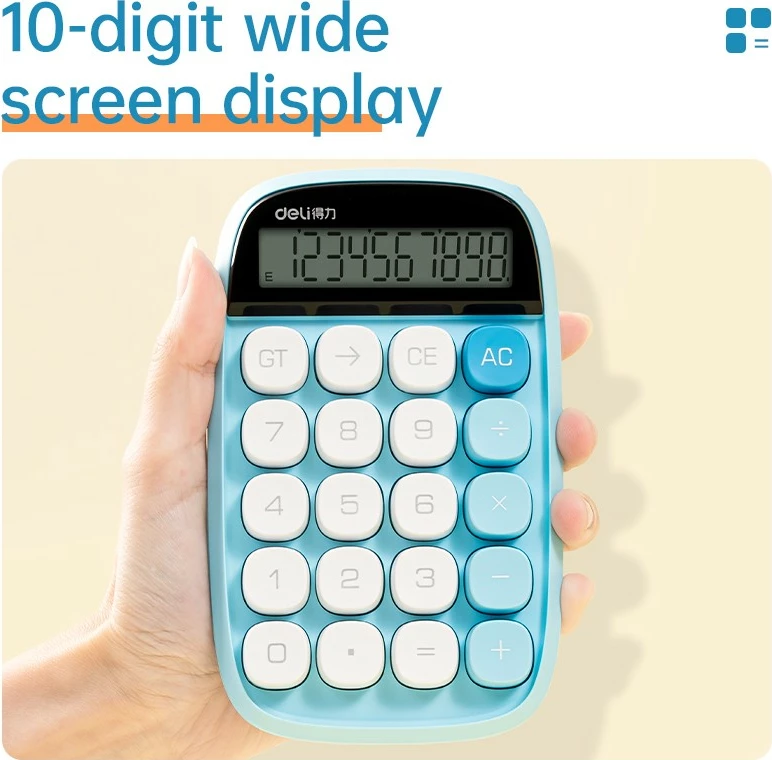 Deli Kalkulator 10Digit Blue Te35