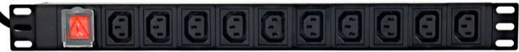 PDU rafti, Gembird, EG-PDU-10C132C19, 10x C13, 1U, 16A, prizë C19, kabllo 2 m, me Switch, e zezë