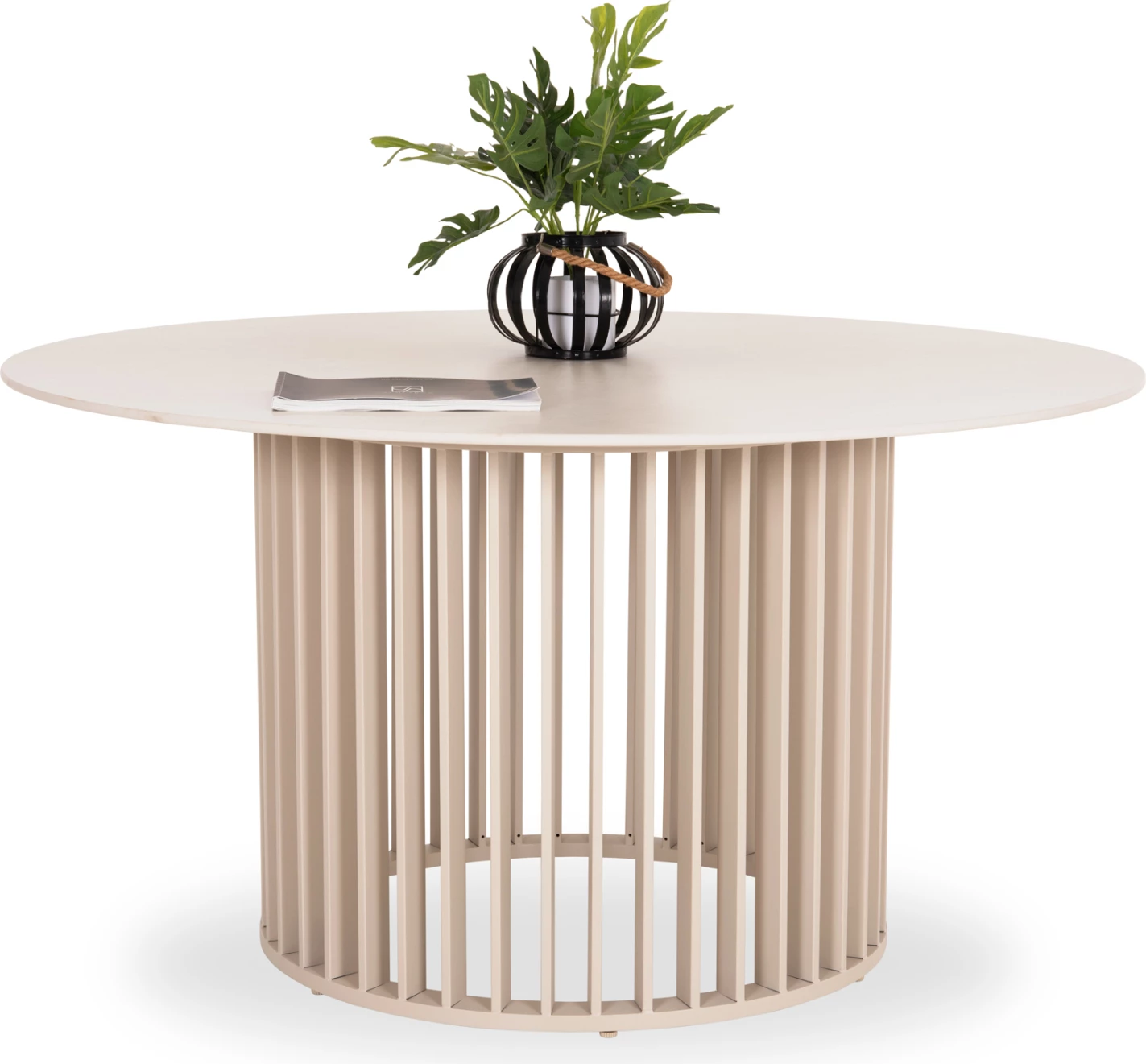 Tavolinë e rrumbullakët për jashtë, ETERNITY, alumin ngjyrë fildishi, sipërfaqe gur sinterizuar URANO IVORY, Φ140cm