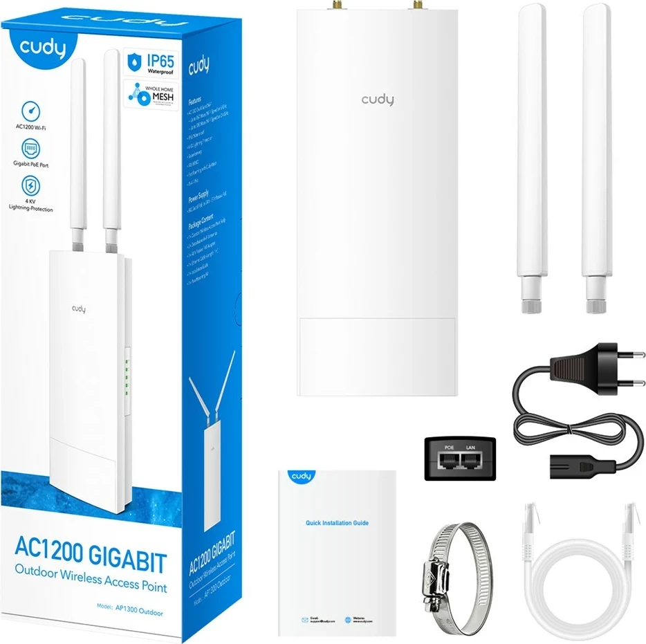 Access Point Cudy AP1300 Outdoor, 867 Mbit/s, i bardhë